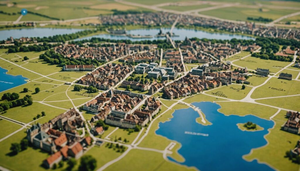 Historical map of Braunschweig highlighting key locations and battle sites during the Thirty Years' War.